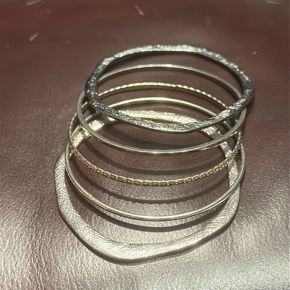 Set of Five Silver Tone Bracelets